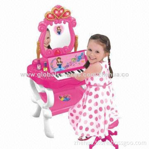 Kid's Multifunction Plastic Dressing Table with Piano, Light, Music, Mirror and Hair Dryer for Girls